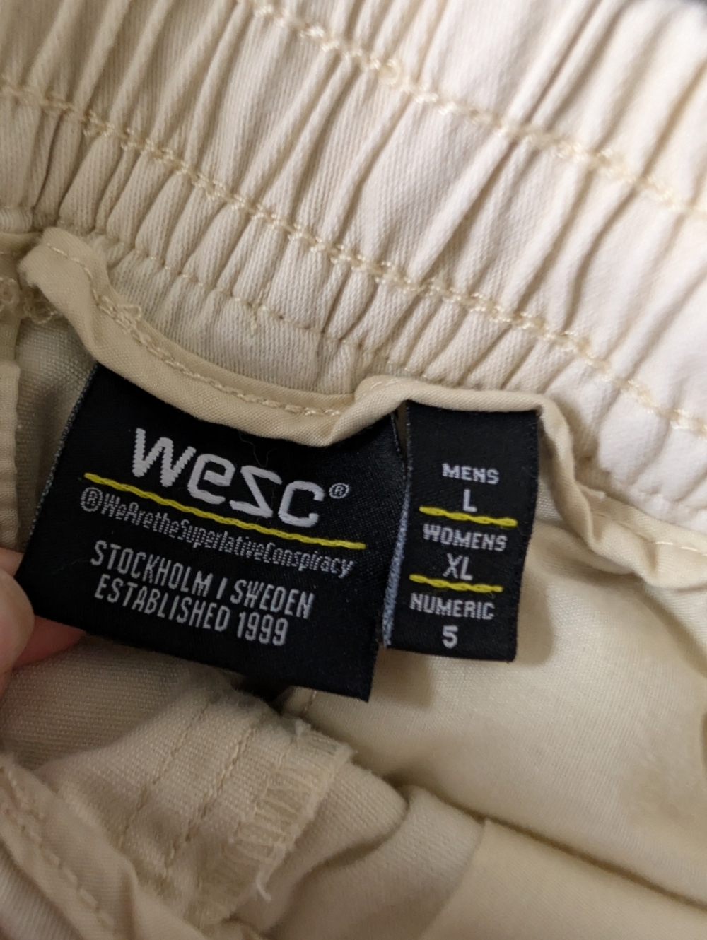 WESC Beige Slim Utility Cargo Jogger Pants Unisex L/XL Neutral Streetwear Pants image 4